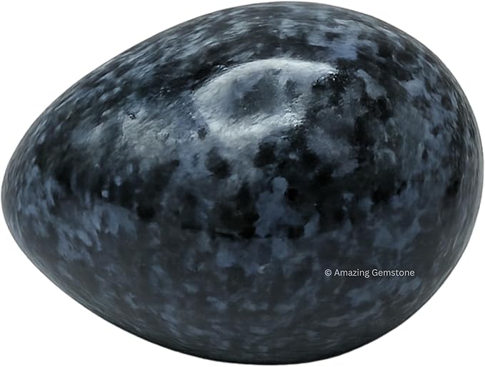 Amazing Gemstone Indigo Gabbro Crystal Yoni Egg, 2 Inches - Premium Crystals and Healing Stones Yoni Egg for Pelvic Floor Health, Natural Healing Crystal Eggs for Meditation and Stress Relief