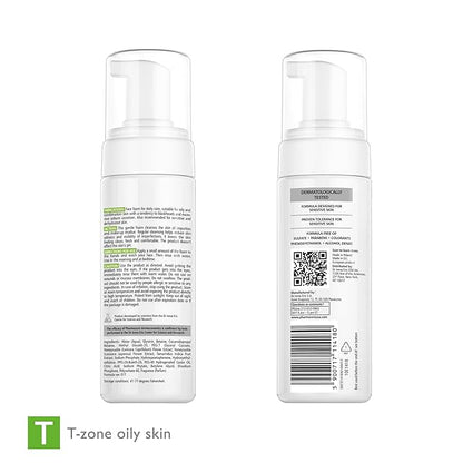 Sebum Cleansing Foam - Cleanser Helps Remove Excess Oil, Dirt & Makeup, Helps Unclog Pores, Face Wash for Shine Control for Oily & Sensitive Skin, PURI-SEBOSTATIC, 5.07 fl oz