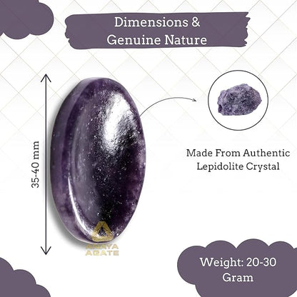 Lepidolite Worry Stones – Crystal Thumb Worry Stone for Anxiety, Stress – Relaxing and Soothing Balance Stones for Meditation, Stress Relief – Healing Stones and Crystals for Men and Women