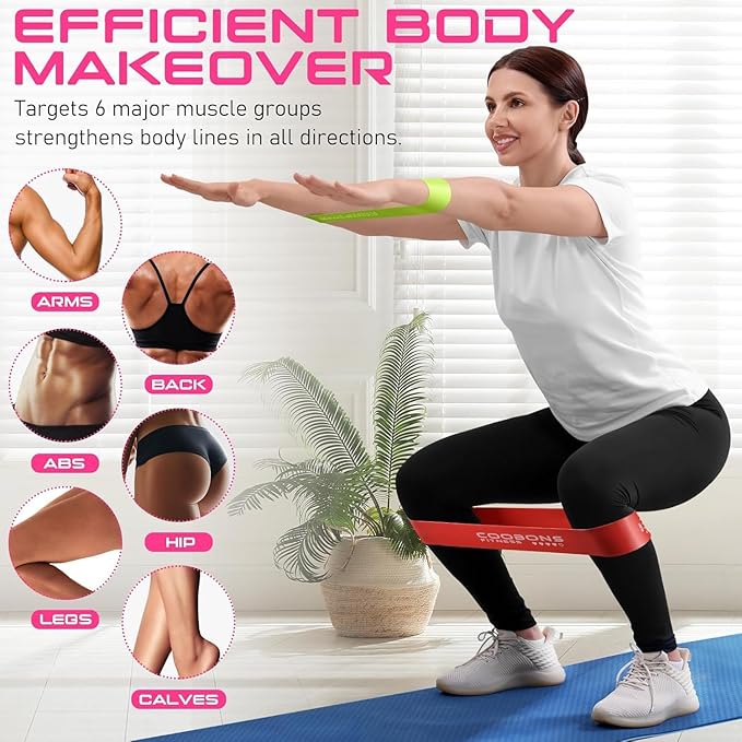 Resistance Bands for Working Out, Exercise Bands Resistance Bands Set with 5 Resistance Levels, Latex Loop Bands for Women Men, Workout Bands for Legs, Glutes, Strength Training, Yoga, Home Gym