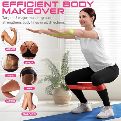 Resistance Bands for Working Out, Exercise Bands Resistance Bands Set with 5 Resistance Levels, Latex Loop Bands for Women Men, Workout Bands for Legs, Glutes, Strength Training, Yoga, Home Gym