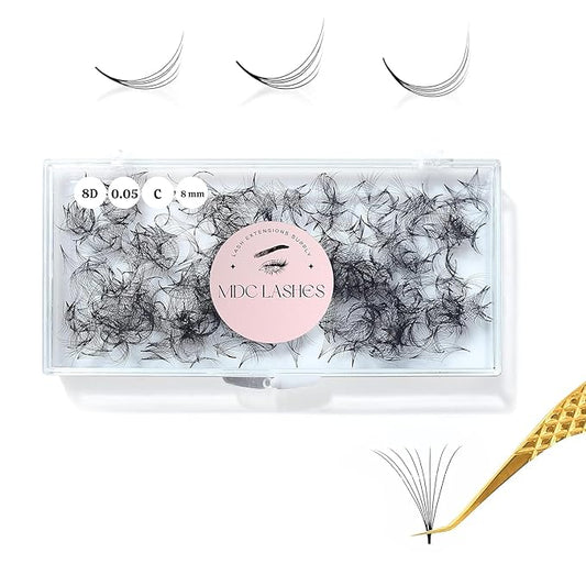 500 Promades Eyelash Fans| 5D-20D, 0.03-0.05-0.07 Thickness, C/CC/D Curls, 8-18mm| Volume Lash Extensions Premade Lash Fans Pro Pre Made False Eyelashes Pestañas Pelo A Pelo(8D-0.07-D-18)