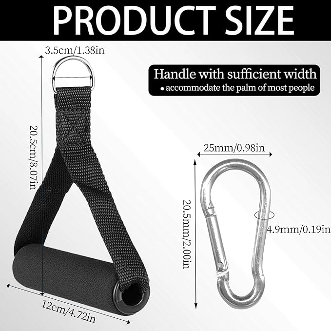 4pack Resistance Band Handles, Heavy Duty Exercise Handles, Rope Handle with 4 Carabiners, Workout Bands with Handle for Cable Machine Attachment