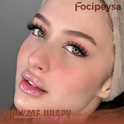 Focipeysa Wispy Lash Clusters Fairy Lashes 12-16mm Eyelashes Clusters Natural Look Lashes Extensions Salon Effect Individual Eyelash Extensions DIY Lash Extension at Home