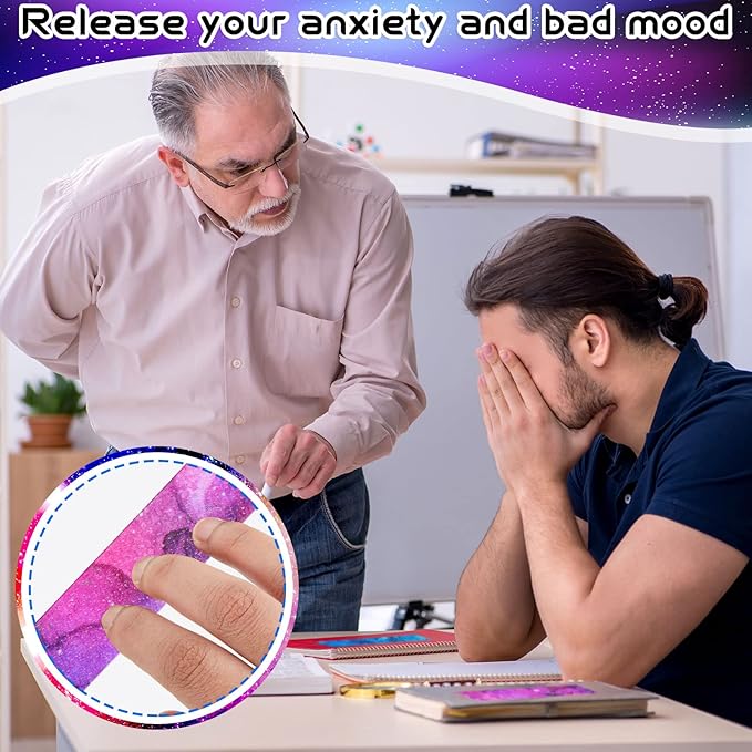 36 Pcs Anxiety Sensory Stickers Mental Health Stickers Fidget Textured Strips Toys Adhesive Tactile Calm Relief Items for Adults Desk School Counselor Classroom(Ink and Starry Sky)
