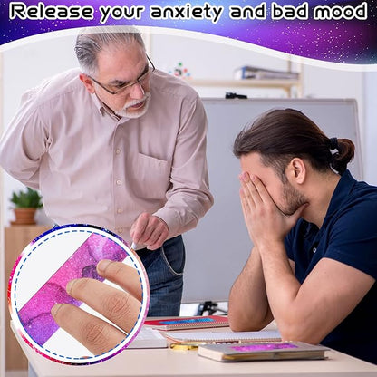 36 Pcs Anxiety Sensory Stickers Mental Health Stickers Fidget Textured Strips Toys Adhesive Tactile Calm Relief Items for Adults Desk School Counselor Classroom(Ink and Starry Sky)