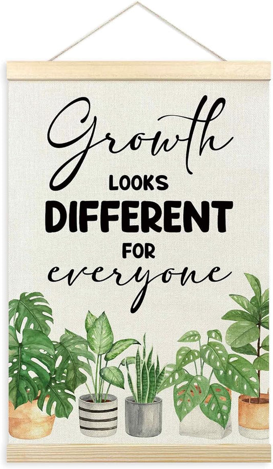TLESKE Classroom Mental Health Poster Hanger Frame, Positive Affirmations Hanging Wall Art Room Decor for School Counseling Therapy Office, Growth Looks Different for Everyone Prints Pictures, 16x24