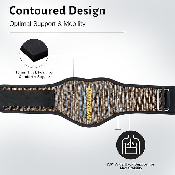 MANUEKLEAR Gym Weight Lifting Belt Weight Lifting Workout Weightlifting Powerlifting Belt for Men Women - 7.5inch - Bodybuilding Fitness Back Support for Cross Training, Squats, Lunges
