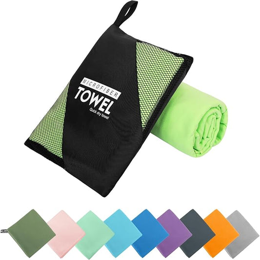Microfiber Travel Towel, Soft Lightweight Quick Dry Towel, Super Absorbent Compact Travel & Sports & Beach Towels for Camping, Backpack, Gym, Swimming, Yoga, Hiking (M:20"×40" -Green)