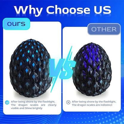 3D Printed Dragon Egg with Dragon Inside,Glowing at Night Dragon Egg Animal Figurines,3D Printed Animals Fidget Toys,Mysterious Gifts Teen Carnival Prizes,Desk Decor,Bookshelf Decor
