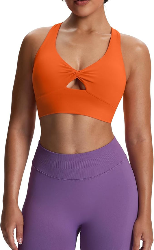 Aoxjox Women's Workout Sports Bras Twist Front Fitness Training Gym Bra Yoga Crop Lola Tank