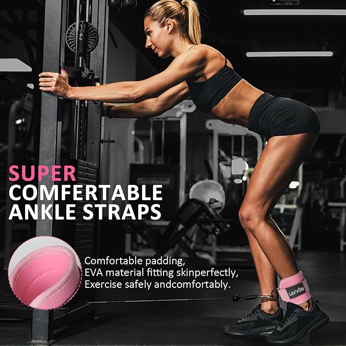 Ankle Straps for Cable Machines Kickbacks - Adjustable Comfort Ankle Cable Attachments for Gym Ankle Cuff Cable Machine Glute Kickback Straps - Leg Extensions, Curls & Ankle Cuffs Women