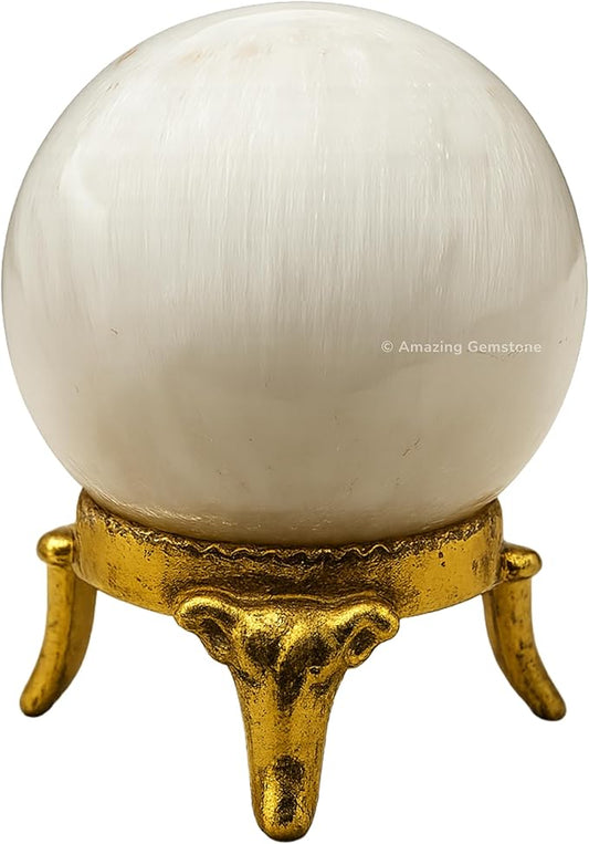 Amazing Gemstone Scolecite Crystal Ball with Stand - 2 Inches Crystal Sphere Meditation Balls for Witchcraft and Decorative Balls