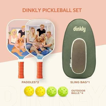 Pickleball Paddles Set of 2/4- USAPA Approved Graphite/Fiberglass Pickleball Racket, 2 Pickleball Rackets, 4 Balls and 1 Portable Carry Bag, Aesthetic Pickle Ball Set for Men Women Beginners