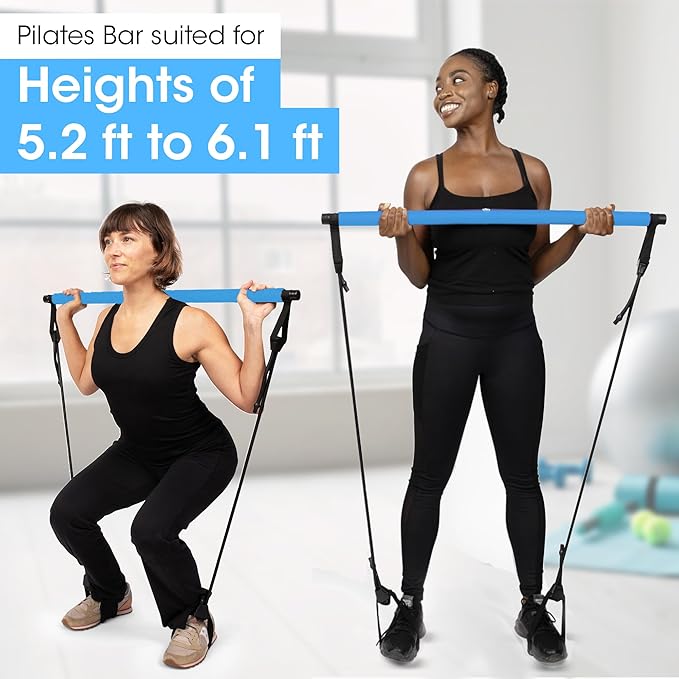 Pilates Bar Kit for Home Workouts | Portable Home Pilates Kit Set for Women & Men | Workout Bar for Legs, Hip, Waist and Arm | Includes Pilates Socks, 30-Day Challenge & Meal Plan