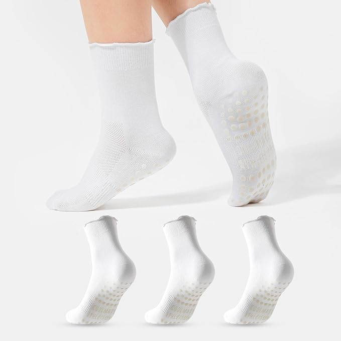 CoolMate Pilates Socks with Grips for Women, Yoga Socks, Crew Non Slip Women for Workout, Barre, Pilates Gifts