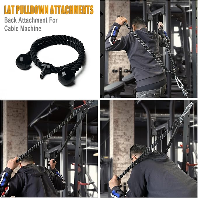KORIKAHM Long Tricep Rope, Rope Pull Down Attachment 47 55 63Inch Length Long, Tricep Rope Cable Attachment, Tricep Pull Down Rope for Home Gym Pulley System,Cable Machine Attachment
