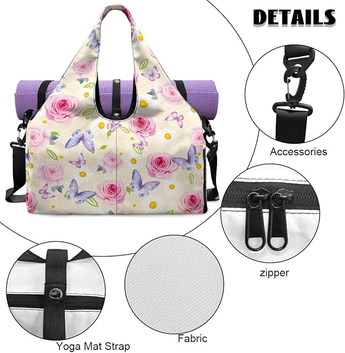 Yoga Mat Bag for Women Men Large Carryall Tote with Adjustable Shoulder Strap for Gym Yoga Travel Pilates Office