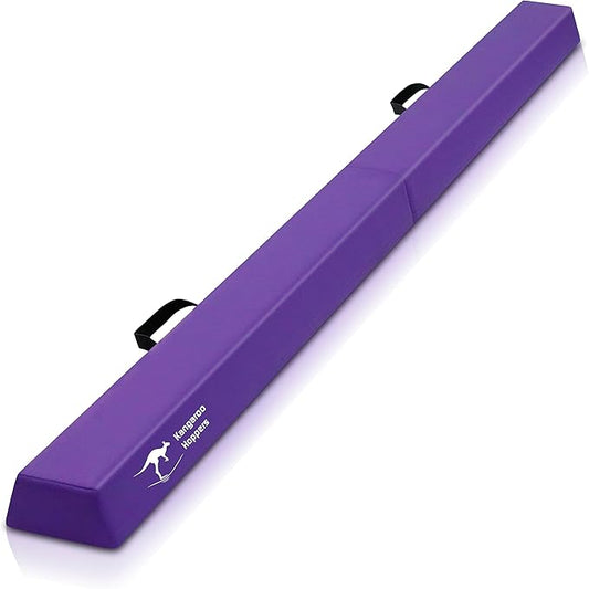 Kangaroo Hoppers 8FT Kids Balance Gymnastics Beam for Kids, Folding Extra Firm Foam Floor Beam for Beginners, Home Training Equipment with Anti-Slip Base, Carrying Bag
