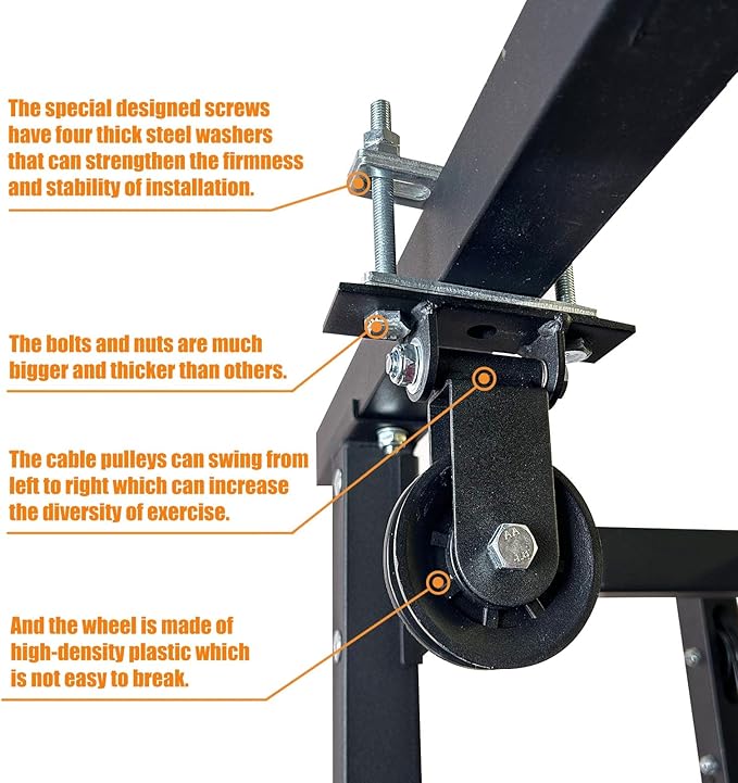 KORIKAHM Power Rack Pulley Attachment, LAT Pulldown Machine - Cable & Weight Dual Pulley System for Home Gym Strength Training, Power Racks