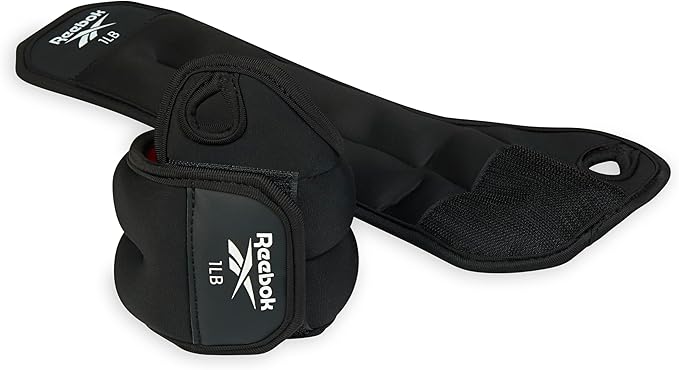 Reebok Wrist Weights, Wearable Weights with Thumb Loop for Arm Fitness, Boxing, Yoga, Walking & More, Polyester Spandex Wrist Wraps, Home Workout Essentials & Gym Accessories for Women & Men