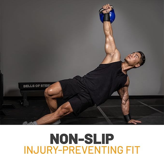 Bells of Steel Kettlebells Wrist Guard BellGuard Wrist Sweatband with Plastic Inserts for Shock Absorption | Gym Wrist Wraps, Wrist Brace for Working Out | One-Size-Fits-All, Pair of Wrist Guards