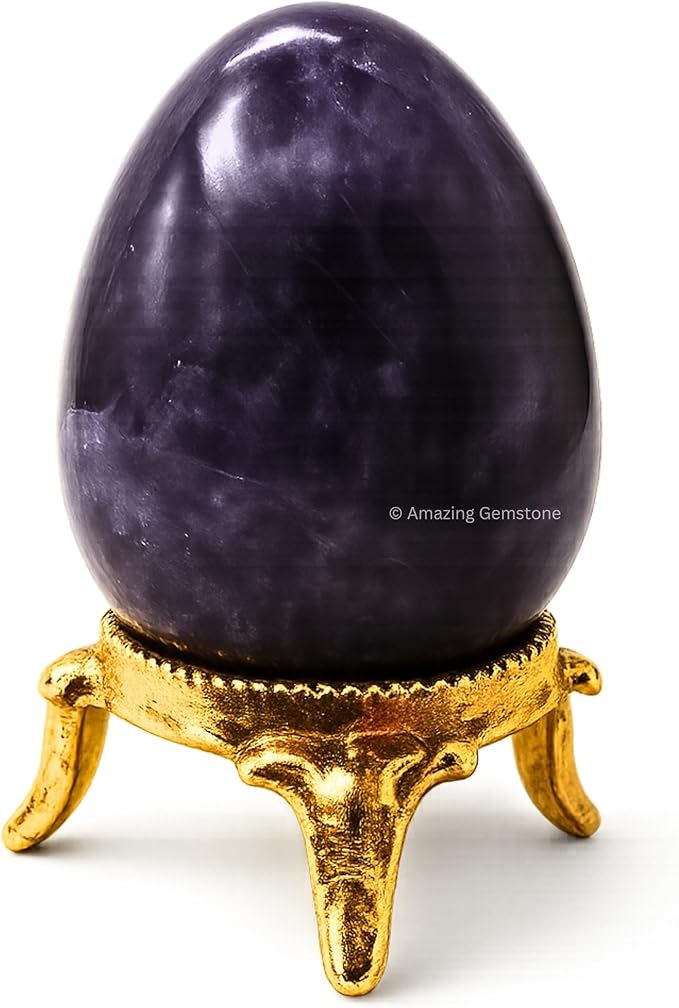 Amazing Gemstone Lepidolite Crystal Yoni Egg, 2 Inches - Premium Crystals and Healing Stones Yoni Egg for Pelvic Floor Health, Natural Healing Crystal Eggs for Meditation and Stress Relief