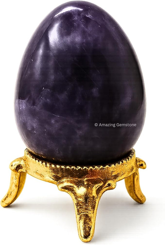 Amazing Gemstone Lepidolite Crystal Yoni Egg, 2 Inches - Premium Crystals and Healing Stones Yoni Egg for Pelvic Floor Health, Natural Healing Crystal Eggs for Meditation and Stress Relief