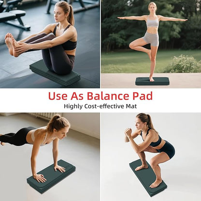 1/2 Inch Extra Thick Yoga Mat Pilates Equipment, 69"x24" Odorless Workout Mats for Home Gym, Non-slip Exercise Mats for Women Men Home Workout, Foldable Yoga Mats for Travel Camping Sleeping