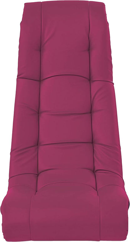 Factory Direct Partners Soft Tufted Floor Rocker - Cushioned Ground Chair for Kids Teens and Adults - Great for Reading, Gaming, Meditating, TV - Raspberry, 10488-RS