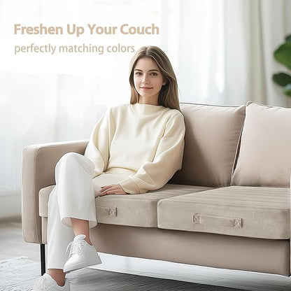 Codi Thick Replacement Couch Cushions 2 Sets, Upholstery Foam with Washable Covers for Sofa Cushion Chair Meditation - 24 × 24 × 5 Inch, High Density Foam, Ivory