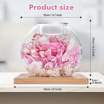 Preserved Roses - Birthday Gifts for Her, Preserved Flower in Glass Dome with Scented, Romantic Gifts for Women, Wife, Girlfriend on Birthday, Wedding Anniversary, Thanksgiving Day, Christmas Day-Pink