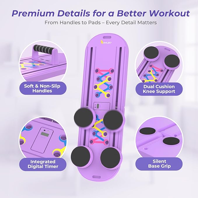 Pilates Reformer Board – 5-in-1 Foldable Pilates Machine for Home Workout, Portable Fitness Board with Resistance Bands, Full Body Training for Women