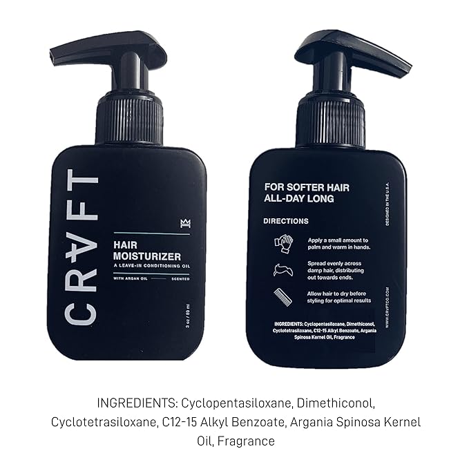 CRVFT Daily Leave in Conditioner For Men [OIL] | 30 Day Supply | Men's Hair Moisturizer | Hair Oil For Men | For Dry/Damaged Hair | Scented | (3oz) AM