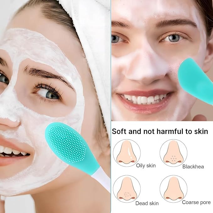 Face Scrubber,2 PCS Silicone Face Brush,Facial Cleansing Brush for Exfoliating,DIY Mask,Remove Blackheads,Deep Pore Cleansing