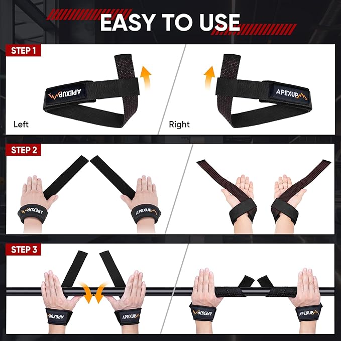 APEXUP Weight Lifting Straps for Weightlifting, Lifting Wrist Straps Gym, Deadlift Strap, Anti Slip Silicone Weightlifting Strap Men Women Powerlifting, Strength Training
