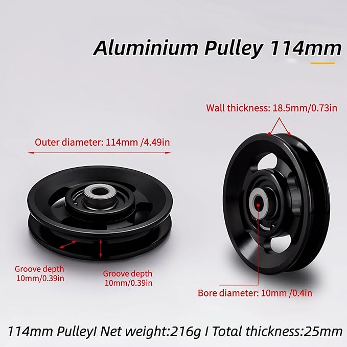 Pulley system for home gym, Aluminum GYM Pulley Wheel Universal Aluminum Alloy Bearing Pulley Wheel for Cable Machine Gym Equipment Part Garage Door
