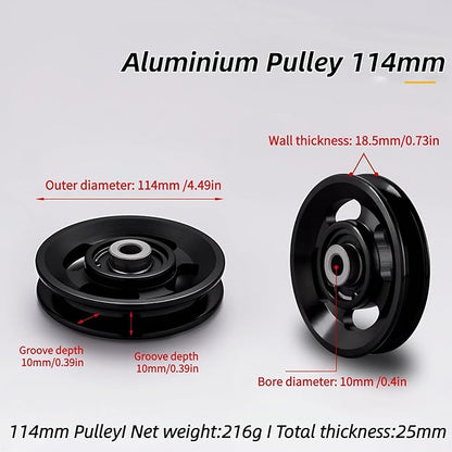 Pulley system for home gym, Aluminum GYM Pulley Wheel Universal Aluminum Alloy Bearing Pulley Wheel for Cable Machine Gym Equipment Part Garage Door