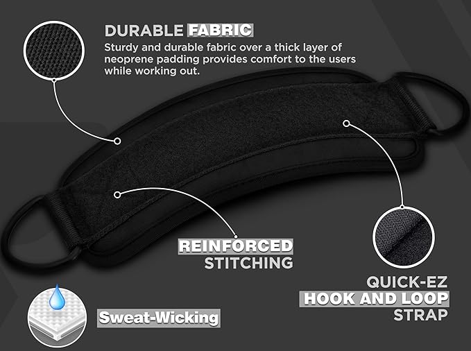 RDX Ankle Straps for Cable Machines – 7MM Neoprene Padded 10"x4" Adjustable Gym Cuffs with Dual D-Rings – Weight Attachments for Wrist Glutes Leg Kickbacks Hip Abduction Strength Workouts – Men Women