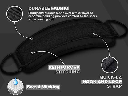 RDX Ankle Straps for Cable Machines – 7MM Neoprene Padded 10"x4" Adjustable Gym Cuffs with Dual D-Rings – Weight Attachments for Wrist Glutes Leg Kickbacks Hip Abduction Strength Workouts – Men Women