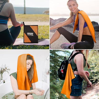 Microfiber Travel Towel, Soft Lightweight Quick Dry Towel, Super Absorbent Compact Travel & Sports & Beach Towels for Camping, Backpack, Gym, Swimming, Yoga, Hiking (M:20"×40" -Orange)