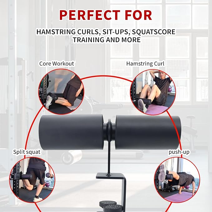 Nordic Hamstring Curl Squat Rack Attachment for Power Rack, Sit Up Bar Foot Holder for Ultimate Home Gym Experience Split Squat Core Workout for Hamstring Curl Sit Up
