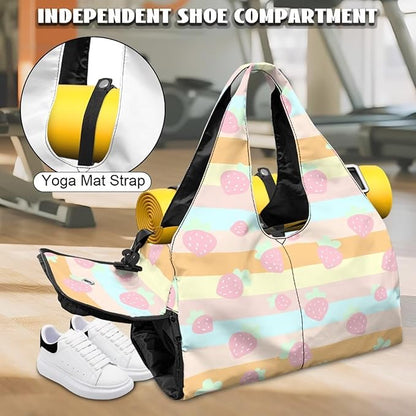 Yoga Mat Bag for Women Men Large Carryall Tote with Adjustable Shoulder Strap for Gym Yoga Travel Pilates Office