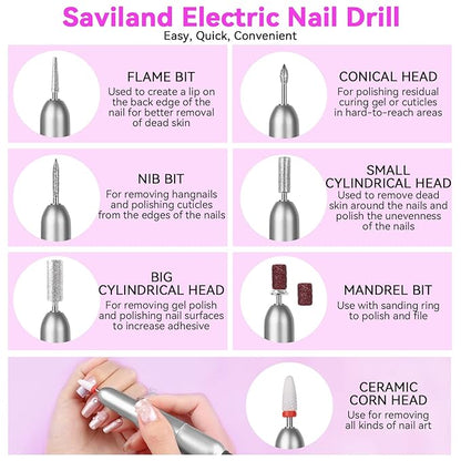 SAVILAND Acrylic Nail Kit with U V Light – Acrylic Nail Set Christmas Gift Set with Acrylic Powder and Liquid Set Acrylic Nail Brush Practice Finger Portable Nail Drill for Nails Kit Set for Home DIY