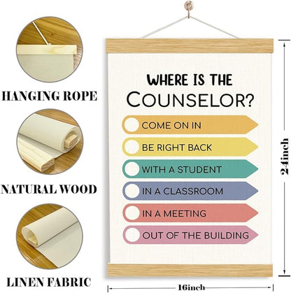 YGSDZY Where Is The Counselor? Wood Poster Hanger, Therapy Decor, Boho Classroom Decor, School Psychology, Mental Health Posters, Classroom Poster, Homeschool Decoration