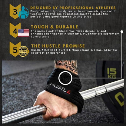 Figure 8 Lifting Straps - Weightlifting Strap Set for Advanced Wrist Support - Exercise Accessories and Gym Workout Equipment for Men and Women to Eliminate Grip Fatigue - Weight Lifting Straps
