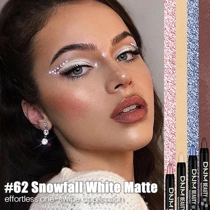 White Matte Cream Eye Shadow Stick Makeup for Women, White Matte Eyeliner Pencil Eyeshadow Brightener Stick for Eyes, Waterproof Eyeshadow Applicator Blendable sombras para ojos 62#