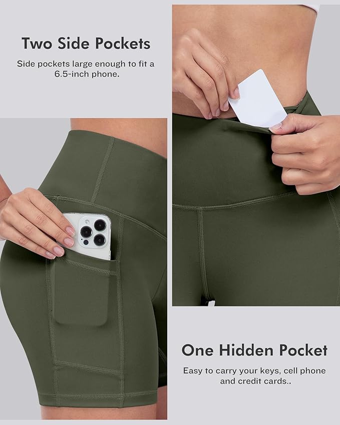 LZYVOO Biker Spandex Shorts Women, High Waisted Tummy Control Workout Yoga Shorts with Pockets