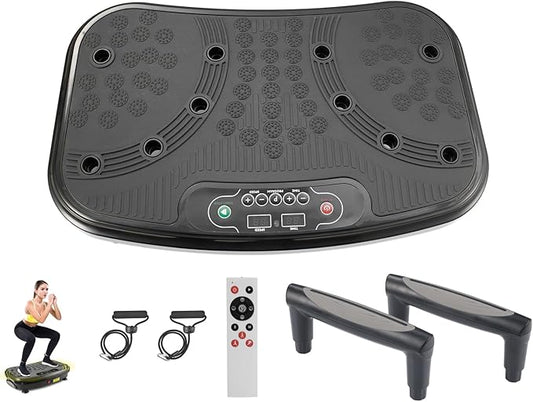 Vibration Plate Exercise Machine for Home Gym - High-Intensity Whole Body Vibration for Fat Burning, Lymphatic Drainage & Muscle Toning, with Resistance Bands & Push-Up Handles