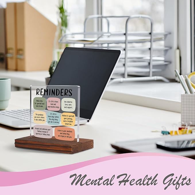 Reminders Psychology Student Graduation Gift Clear Desk Decorative Signs, Psychologist Gifts for Students, School Counselor Teacher Mental Health Awareness Therapist Office Decor Plaque TZD66